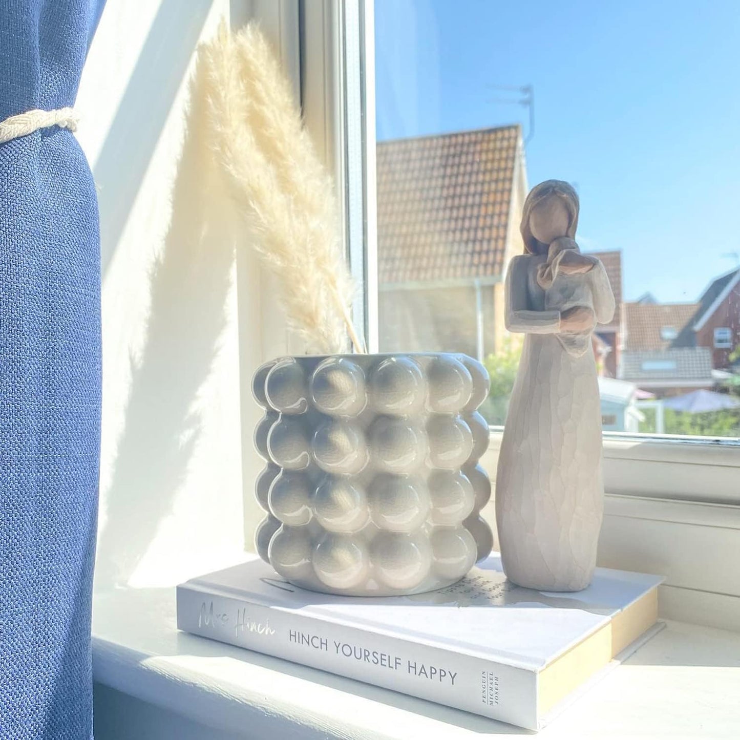 Bubble Vase, Beige Ceramic Vase for Flowers, Short Vases for Boho Decor, Decorative Vases for Flowers, Living Room, Bedroom, Office, Fireplace, Mantel, Coffee Table, 5 Inches